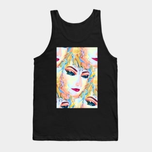 Watercolor Illustration Pop Surrealism Female Tank Top